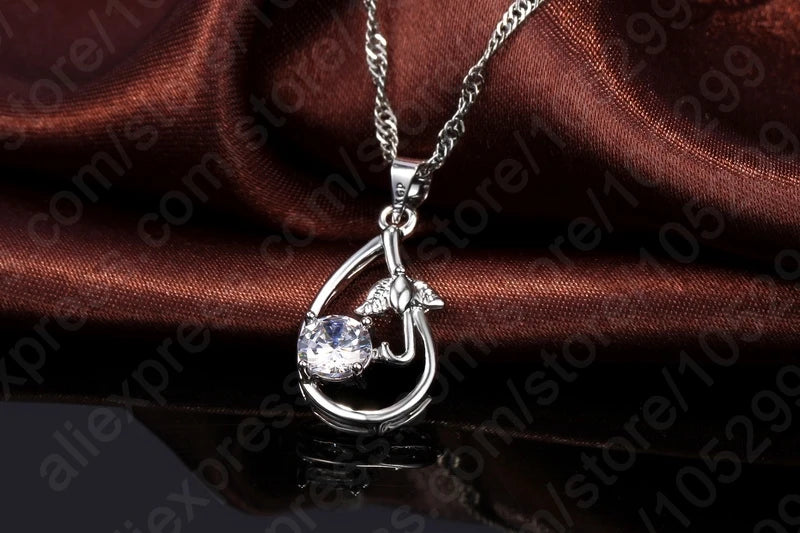 Wedding Bridal Jewelry Sets for Women Neckalce and Earrings 925 Sterling Silver Romantic Style Jewelry for Women As Gift    Home Decor Supply | Online Retail | ShoreShopper.com