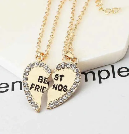 2 Pcs/set Love English Pendant Alloy Ornaments Fashion Best Friends Heart Necklace Good Friends Choker Statement Necklace