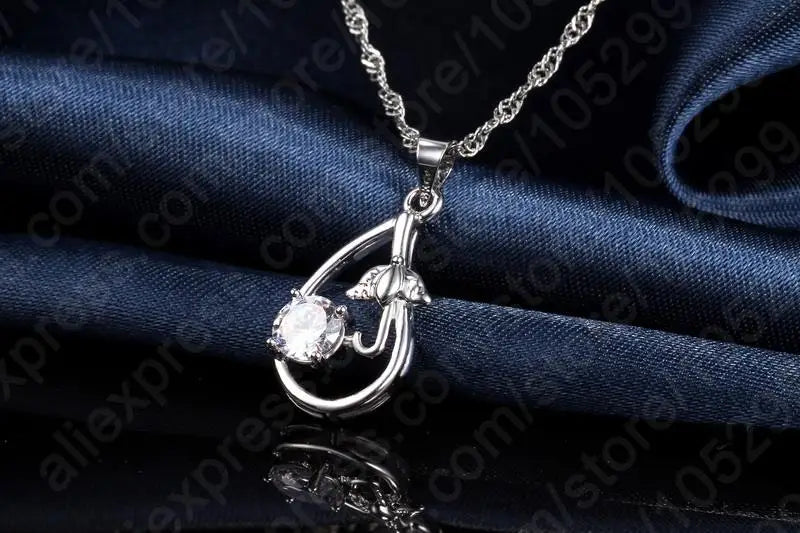 Wedding Bridal Jewelry Sets for Women Neckalce and Earrings 925 Sterling Silver Romantic Style Jewelry for Women As Gift    Home Decor Supply | Online Retail | ShoreShopper.com