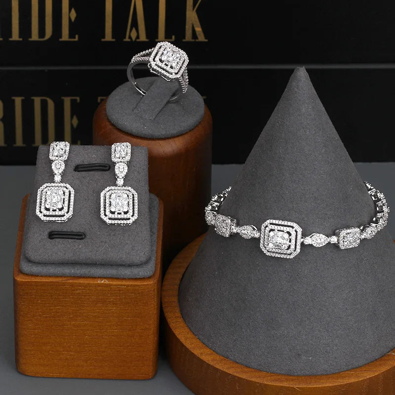 Bridal jewelry set, ladies' earrings and necklace set, rhinestone and crystal wedding jewelry set, 3 pieces of gifts    Home Decor Supply | Online Retail | ShoreShopper.com