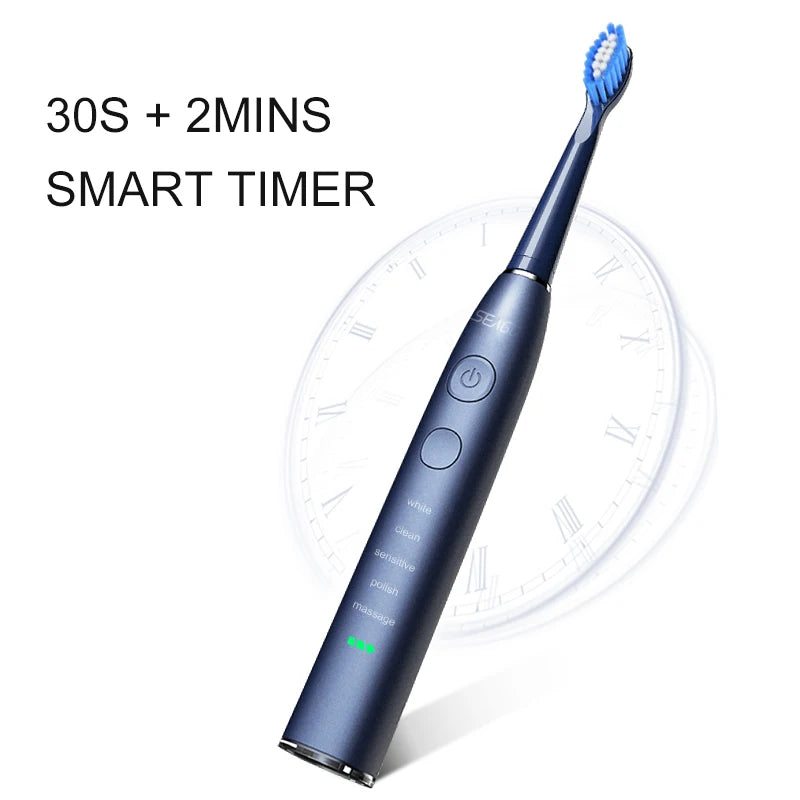 Seago Electric Sonic Toothbrush USB Rechargeable Adult 360 Days Long Battery Life IPX7 4 Replacement Heads Travel Box  SG-575 - ShoreCo.Shop