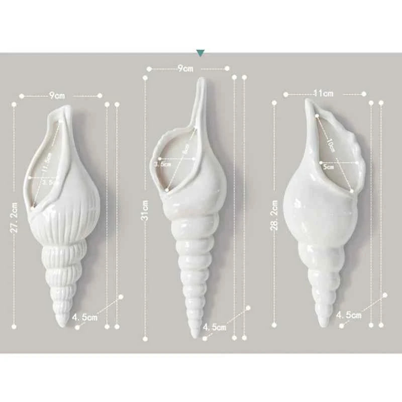 Conch Starfish Beach Decor Nautical Home Bedroom Living Room Hanging Vase Creative Background Wall Decoration Seashells