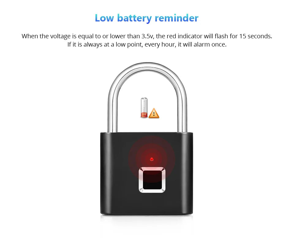KERUI Smart Fingerprint Padlock Waterproof Fingerprint Keyless Door Lock Type C Rechargeable Security Padlock for House - ShoreCo.Shop
