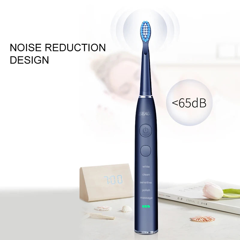 Seago Electric Sonic Toothbrush USB Rechargeable Adult 360 Days Long Battery Life IPX7 4 Replacement Heads Travel Box  SG-575 - ShoreCo.Shop