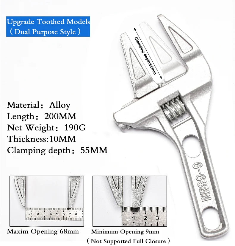 Adjustable Wrench Universal Monkey Spanner Multi-function plumbing Hand Tools Nut Sink Wrench Bathroom Pipe Large Open Spanner    Home Decor Supply | Online Retail | ShoreShopper.com