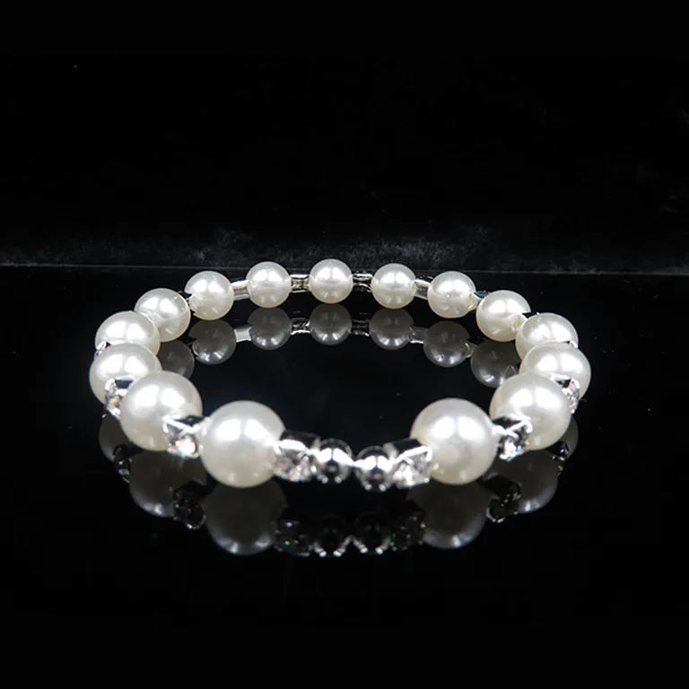 Wedding Bridal Jewelry Set String of Pearls Prom Silver Color Crystal Bracelet Necklace Earrings for Women jewellery sets    Home Decor Supply | Online Retail | ShoreShopper.com