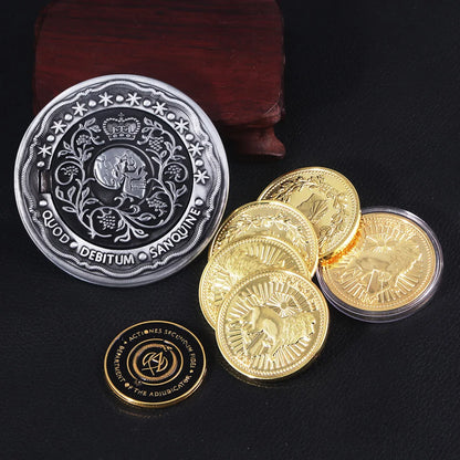 Big Size John Wick 4 Blood Oath Marker Coin Keychain Gold and Adjudicator Coin Metal Prop Accessories Collection Gift - ShoreCo.Shop