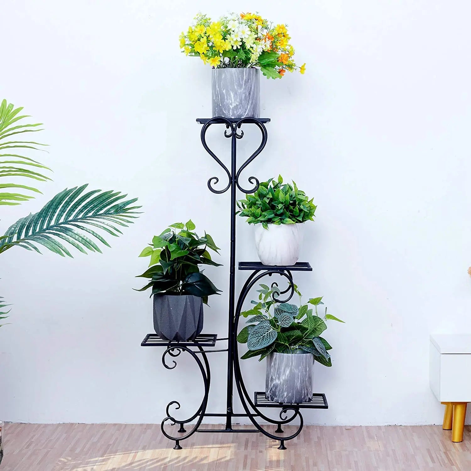 Metal Plant Shelf Flower Display Stand Garden Planter Holder with 4 Tier Shelves Indoor (Black)    Home Decor Supply | Online Retail | ShoreShopper.com