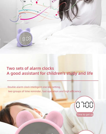 Bluetooth Mirror Table Clock Kids Alarm Clock Cute Cat Digital Alarm Clock For Kids Bedside Clock Children'S Sleep Led Clocks    Home Decor Supply | Online Retail | ShoreShopper.com