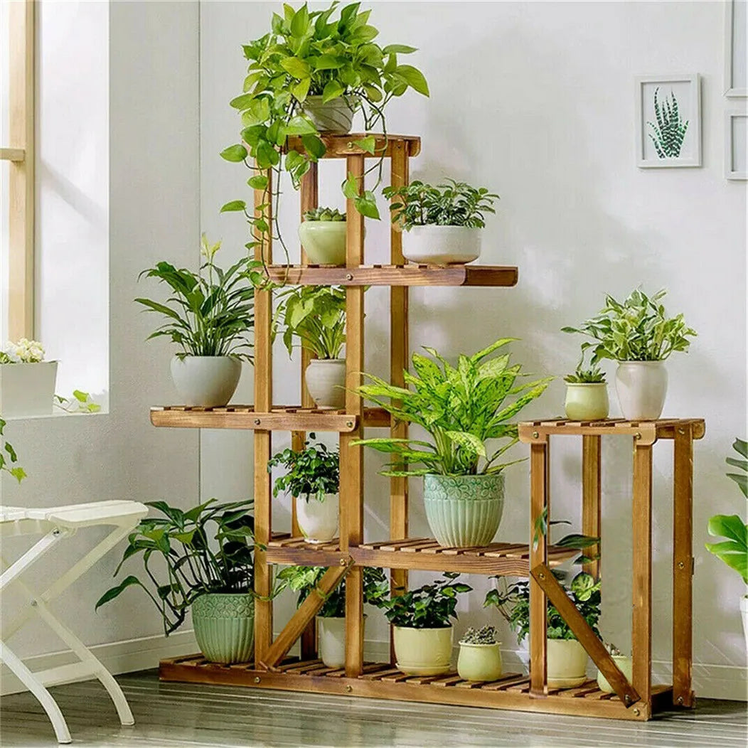 6 Tiered Wood Plant Flower Stand Shelf Planter Pots Shelves Rack Holder Display for Multiple Plants Indoor Outdoor Garden Patio    Home Decor Supply | Online Retail | ShoreShopper.com