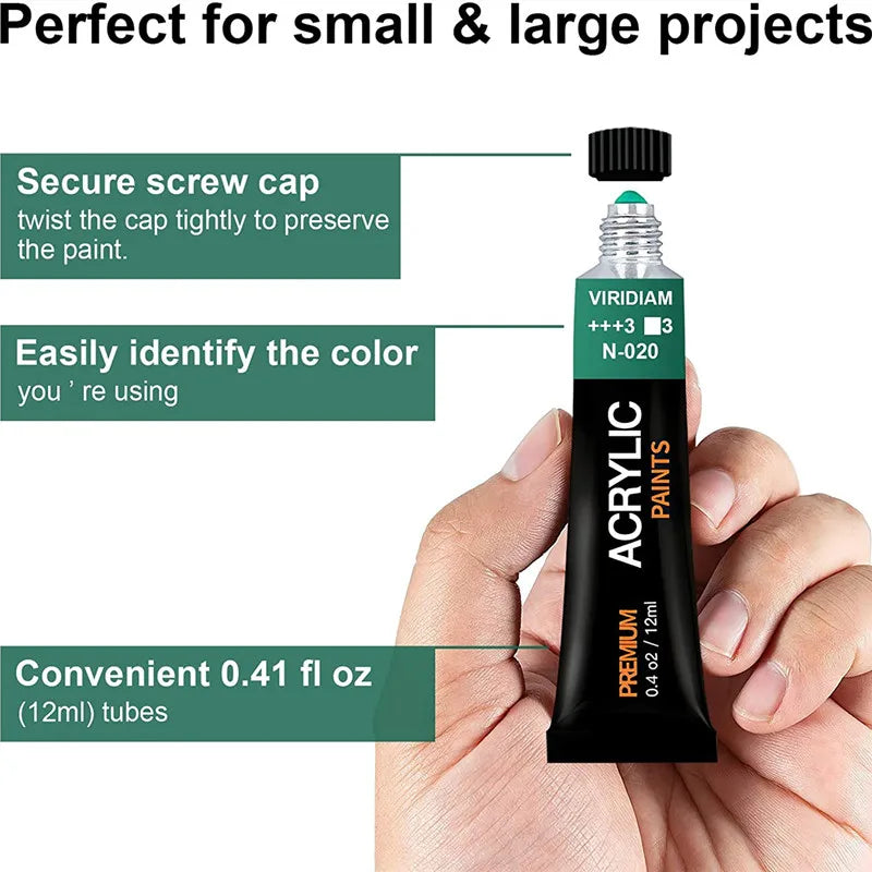 Acrylic Paint Set 12/24 Colors Craft Paint for Fabric/Clothing/Nail/Canvas/Rock Painting Waterproof Drawing Set Art Supplies    Home Decor Supply | Online Retail | ShoreShopper.com