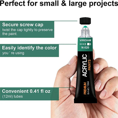 Acrylic Paint Set 12/24 Colors Craft Paint for Fabric/Clothing/Nail/Canvas/Rock Painting Waterproof Drawing Set Art Supplies    Home Decor Supply | Online Retail | ShoreShopper.com