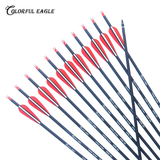 New Spine 500 Carbon Arrow With Replaceable Arrowhead 28"/30"/31"Length Archery for Compound/Recurve Bow Hunting - ShoreCo.Shop