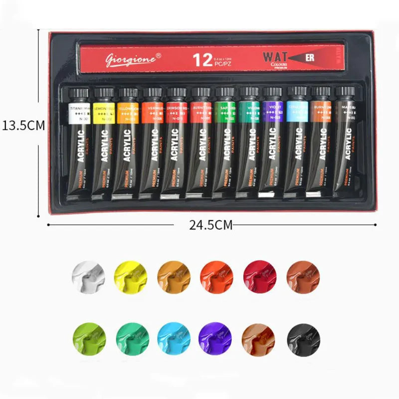 Acrylic Paint Set 12/24 Colors Craft Paint for Fabric/Clothing/Nail/Canvas/Rock Painting Waterproof Drawing Set Art Supplies    Home Decor Supply | Online Retail | ShoreShopper.com