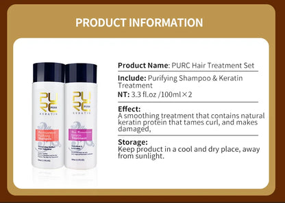PURC Brazilian Keratin Hair Treatment Keratin Straightening Curly Hair Smoothing Repair Permed Damaged Hair Care Products - ShoreCo.Shop