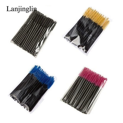 Lanjinglin 5/50pcs Eyelash Brush Crystal Eyelash Soft Eye Lashes Extension Mascara Wands Makeup Professional Makeup Tool - ShoreCo.Shop