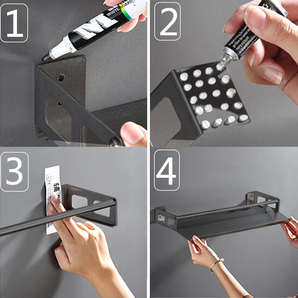 Bathroom Shelves  30-60cm Aluminum Alloy Matte Black Kitchen Wall Shelf Shower Shampoo Storage Rack Bathroom Accessories    Home Decor Supply | Online Retail | ShoreShopper.com