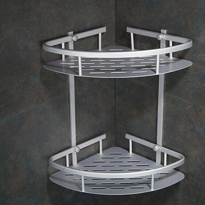 Bathroom Shelf Screws Fixed Durable Aluminum 2 Tiers Shower Shelf Kitchen Storage Holder Shampoo Soap Cosmetic Organizer Shelf    Home Decor Supply | Online Retail | ShoreShopper.com