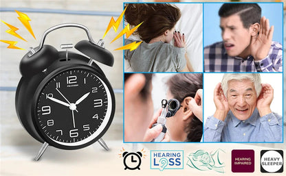 4 Inch Twin Bell Loud Alarm Clock Metal Frame 3D Dial with Backlight Battery Operate Desk Table Alarm Clock For Home and Office    Home Decor Supply | Online Retail | ShoreShopper.com