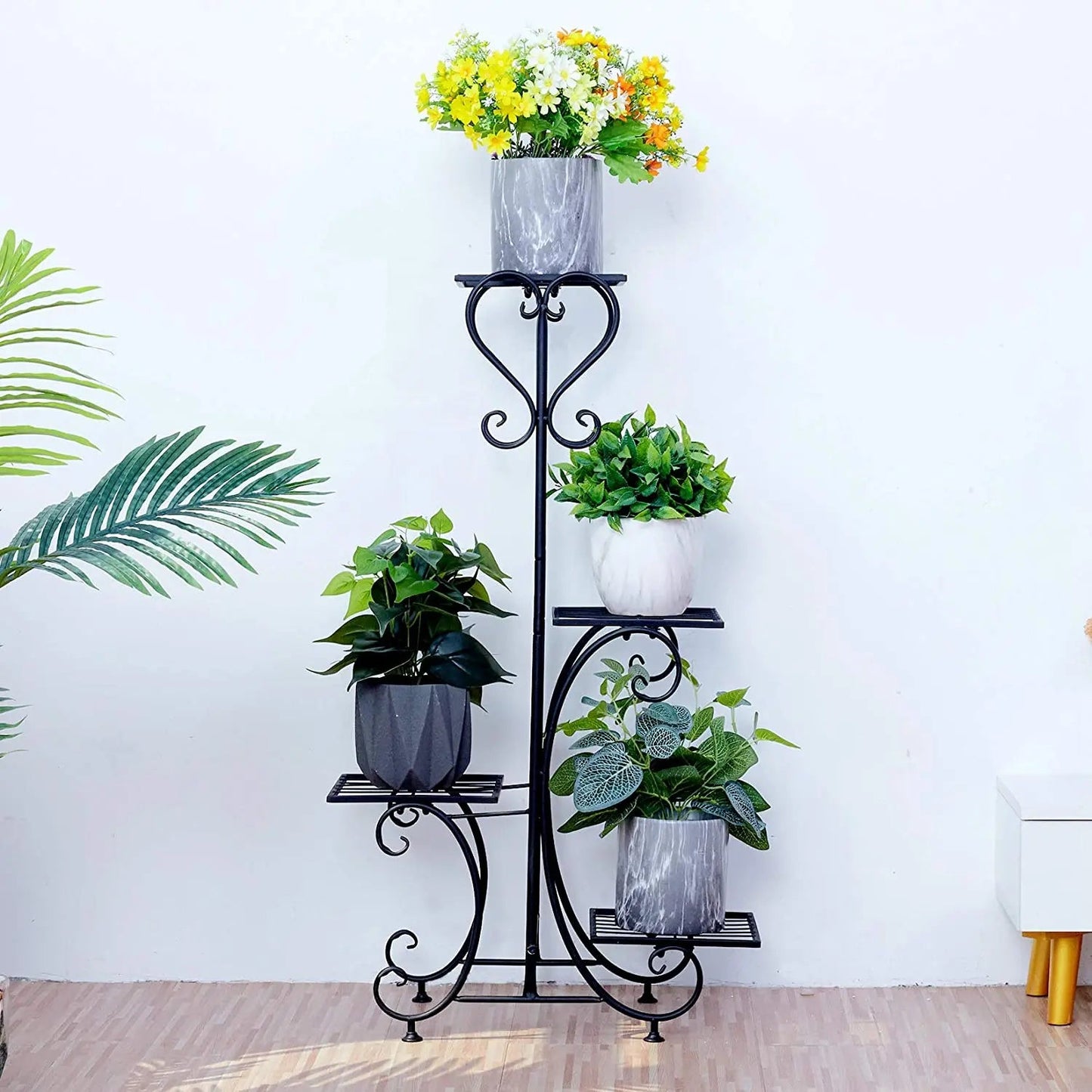 Metal Plant Shelf Flower Display Stand Garden Planter Holder with 4 Tier Shelves Indoor (Black)    Home Decor Supply | Online Retail | ShoreShopper.com