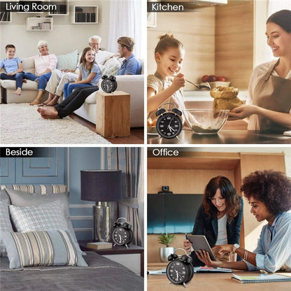 4 Inch Twin Bell Loud Alarm Clock Metal Frame 3D Dial with Backlight Battery Operate Desk Table Alarm Clock For Home and Office    Home Decor Supply | Online Retail | ShoreShopper.com
