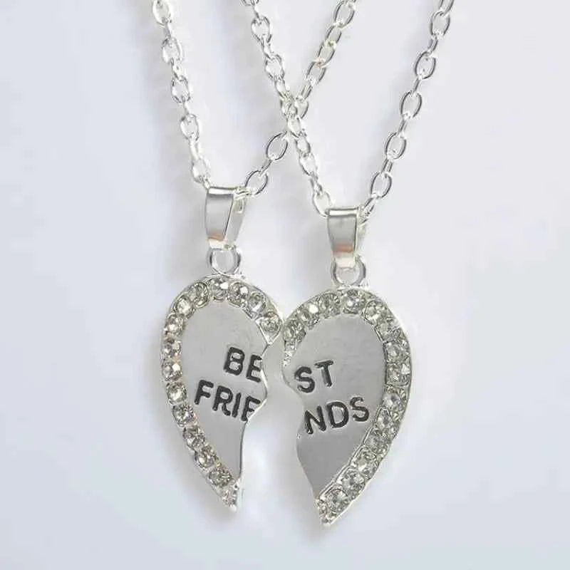 Gooden Friends Love English Pendant Pendant Necklace Fashion Two Rhinestones Alloy Flap Best Friends Necklace New Product Launch