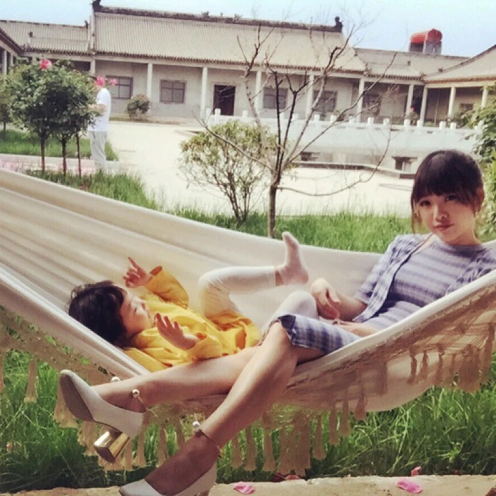 Outdoor Garden Hammock Tassel Canvas Swing Chair Hanging Bed Hiking Camping Hunting Foldable Hammock Photo Props    Home Decor Supply | Online Retail | ShoreShopper.com