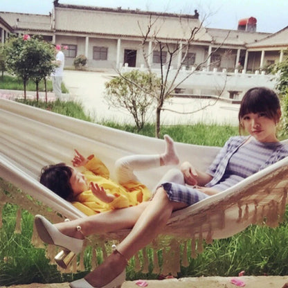 Outdoor Garden Hammock Tassel Canvas Swing Chair Hanging Bed Hiking Camping Hunting Foldable Hammock Photo Props    Home Decor Supply | Online Retail | ShoreShopper.com