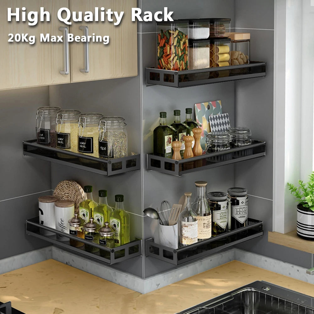 Bathroom Shelves  30-60cm Aluminum Alloy Matte Black Kitchen Wall Shelf Shower Shampoo Storage Rack Bathroom Accessories    Home Decor Supply | Online Retail | ShoreShopper.com