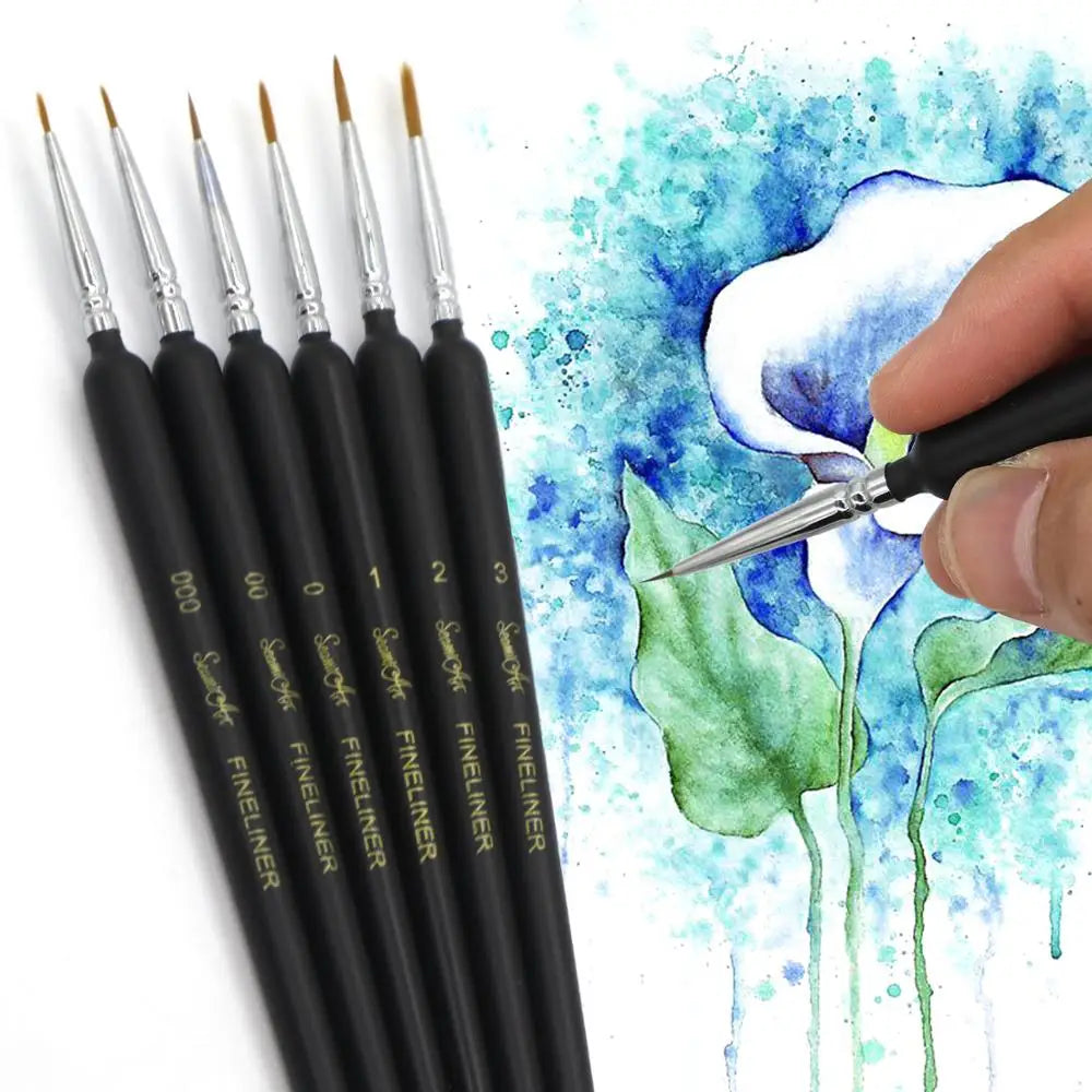 SeamiArt 6Pcs Fine Hook Line Pen Different Size 000 00 0 1 2 3 Paint Brush Artist Gouche Watercolor Acrylic Painting Supplies    Home Decor Supply | Online Retail | ShoreShopper.com