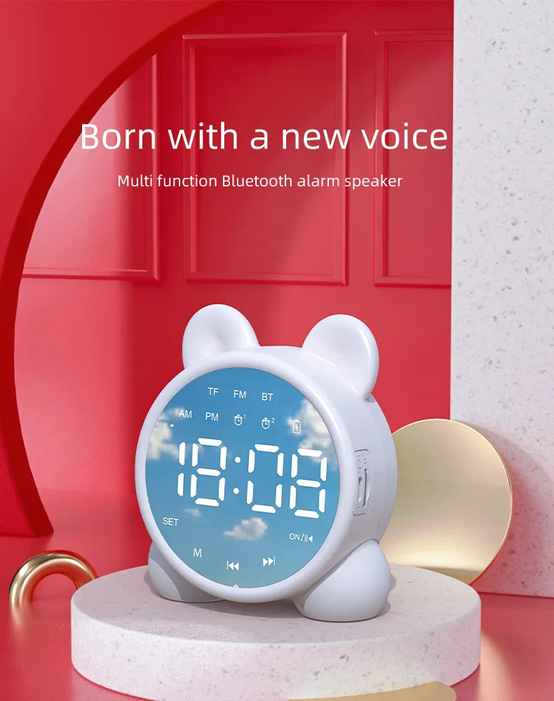 Bluetooth Mirror Table Clock Kids Alarm Clock Cute Cat Digital Alarm Clock For Kids Bedside Clock Children'S Sleep Led Clocks    Home Decor Supply | Online Retail | ShoreShopper.com