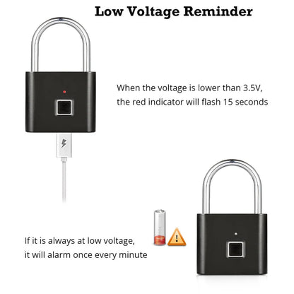 KERUI Smart Fingerprint Padlock Waterproof Fingerprint Keyless Door Lock Type C Rechargeable Security Padlock for House - ShoreCo.Shop