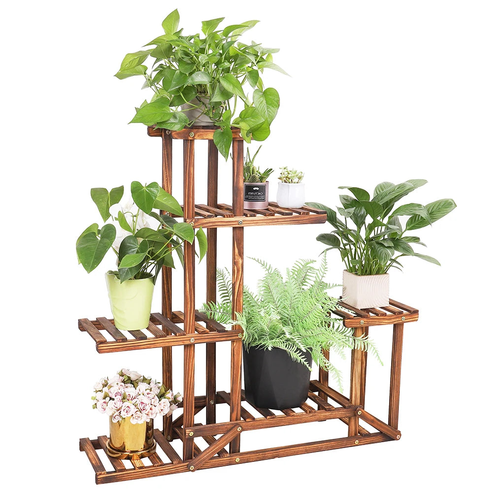 6 Tiered Wood Plant Flower Stand Shelf Planter Pots Shelves Rack Holder Display for Multiple Plants Indoor Outdoor Garden Patio    Home Decor Supply | Online Retail | ShoreShopper.com