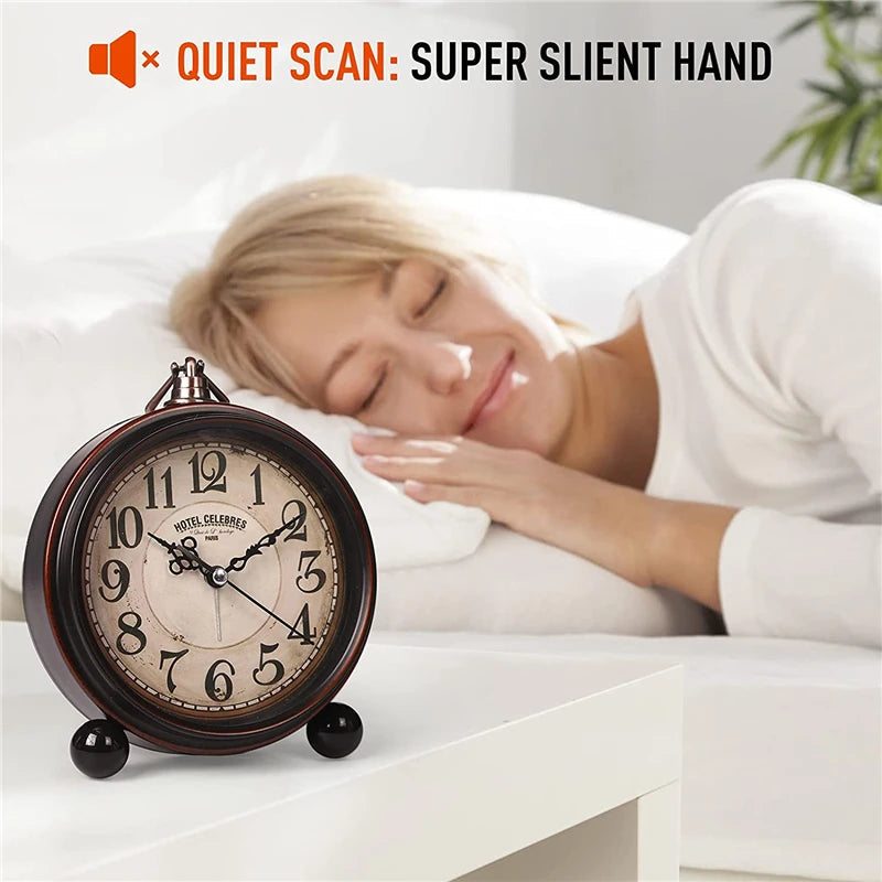 Vintage Hangable Battery Alarm Clock Metal Night Light Super Silent Table Desk Quartz Clock Time For Bedroom Bedside Desk Shelf    Home Decor Supply | Online Retail | ShoreShopper.com