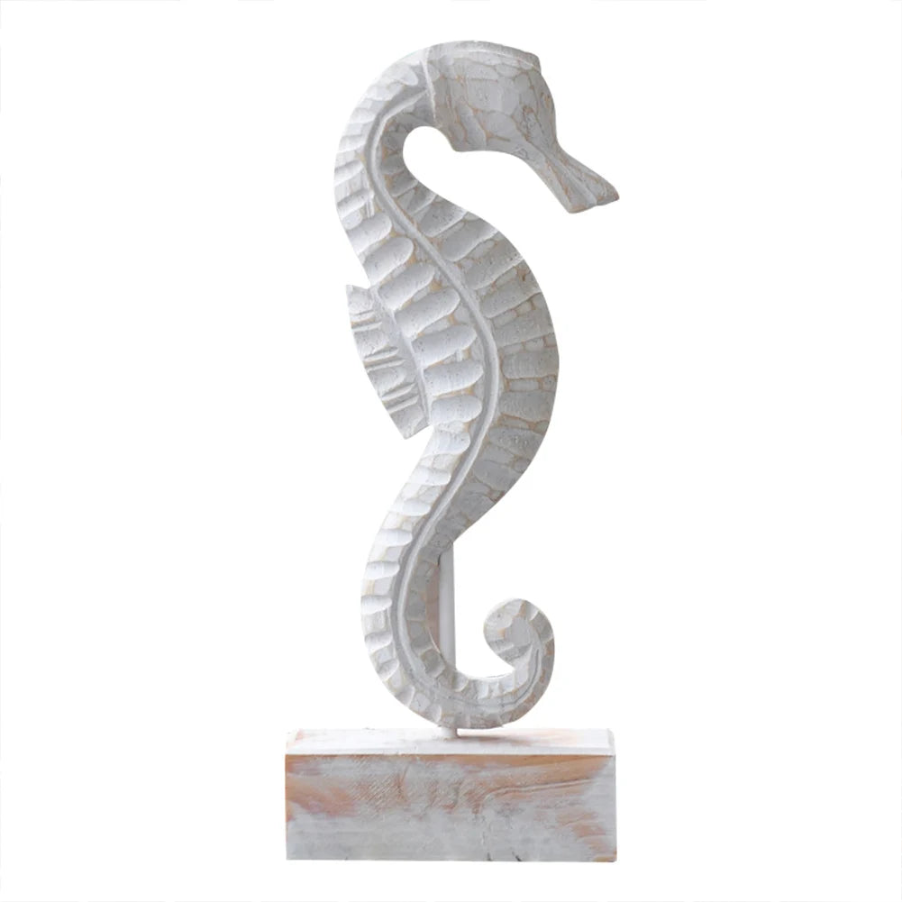Mediterranean Style Wood Crafts Starfish Conch Hippocampus Wood Carving Marine Garden Decoration Ornaments Home Decoration - ShoreCo.Shop