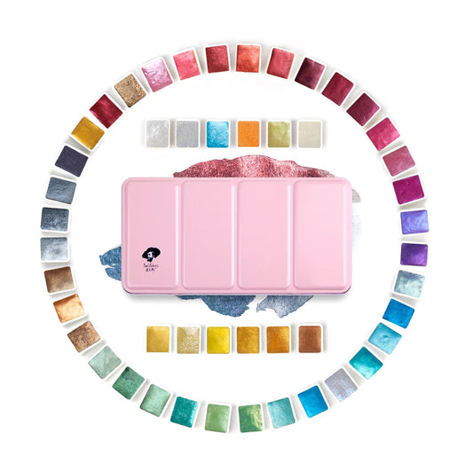 Original Paul Rubens 12/24/48 Pearlescent Watercolor Paint Set Portable Pink Box with Palette Flash Watercolor Paint    Home Decor Supply | Online Retail | ShoreShopper.com