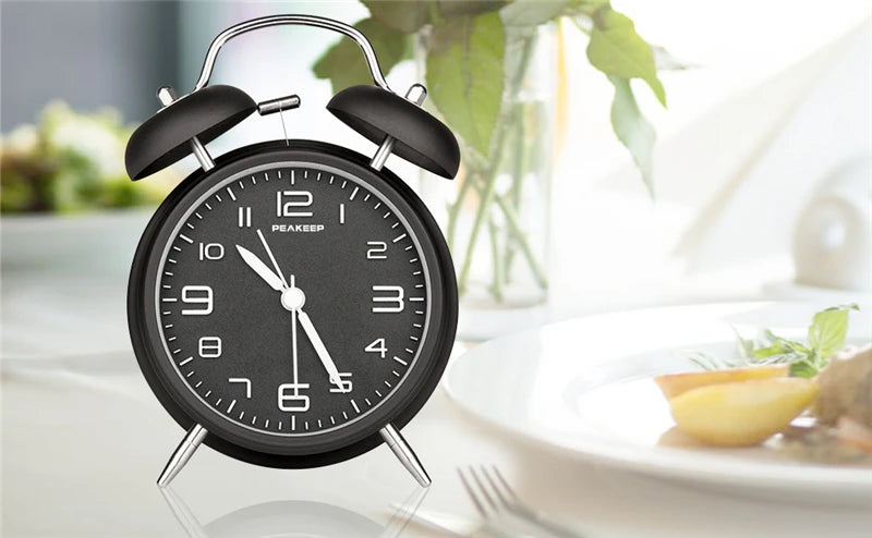 4 Inch Twin Bell Loud Alarm Clock Metal Frame 3D Dial with Backlight Battery Operate Desk Table Alarm Clock For Home and Office    Home Decor Supply | Online Retail | ShoreShopper.com
