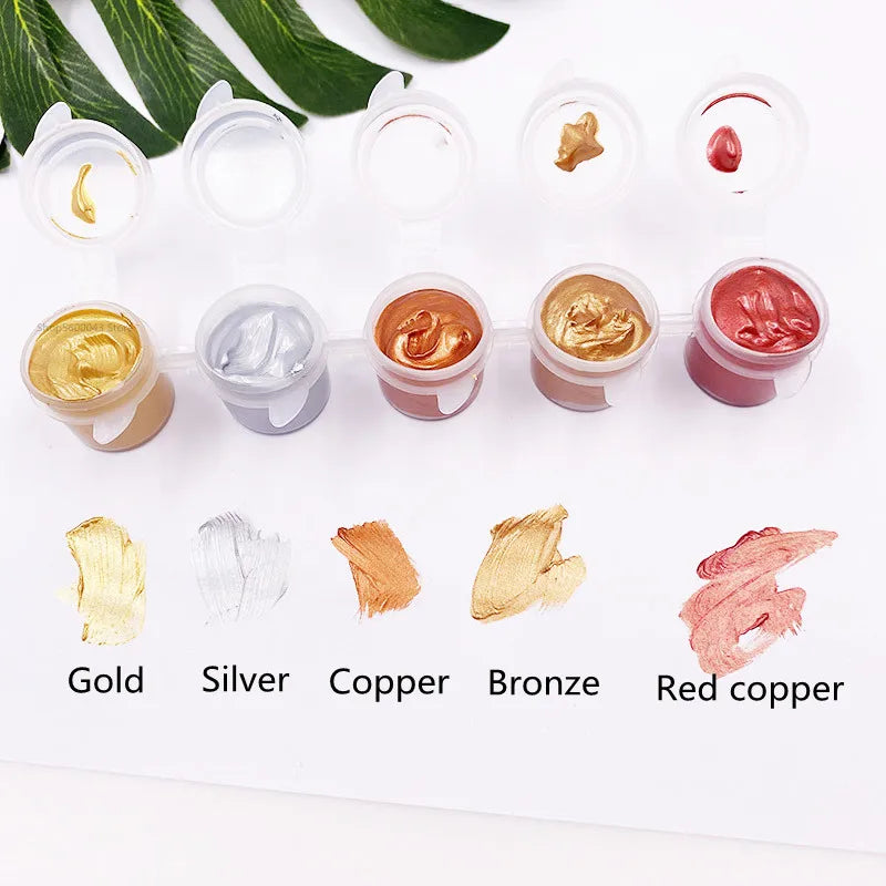 Metallic Acrylic Paint 5ML*5 Color Waterproof and Non-fading Plaster Sculpture Coloring DIY Hand-painted Graffiti Paint    Home Decor Supply | Online Retail | ShoreShopper.com