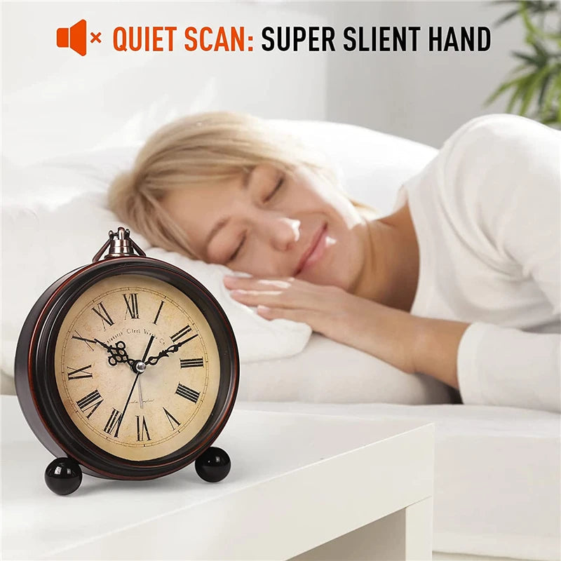 Vintage Hangable Battery Alarm Clock Metal Night Light Super Silent Table Desk Quartz Clock Time For Bedroom Bedside Desk Shelf    Home Decor Supply | Online Retail | ShoreShopper.com