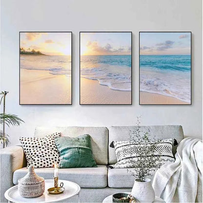 Natural Seascape Blue Sea Beach Landscape Posters and Prints Modern Canvas Painting Wall Art Picture for Living Room Pintura