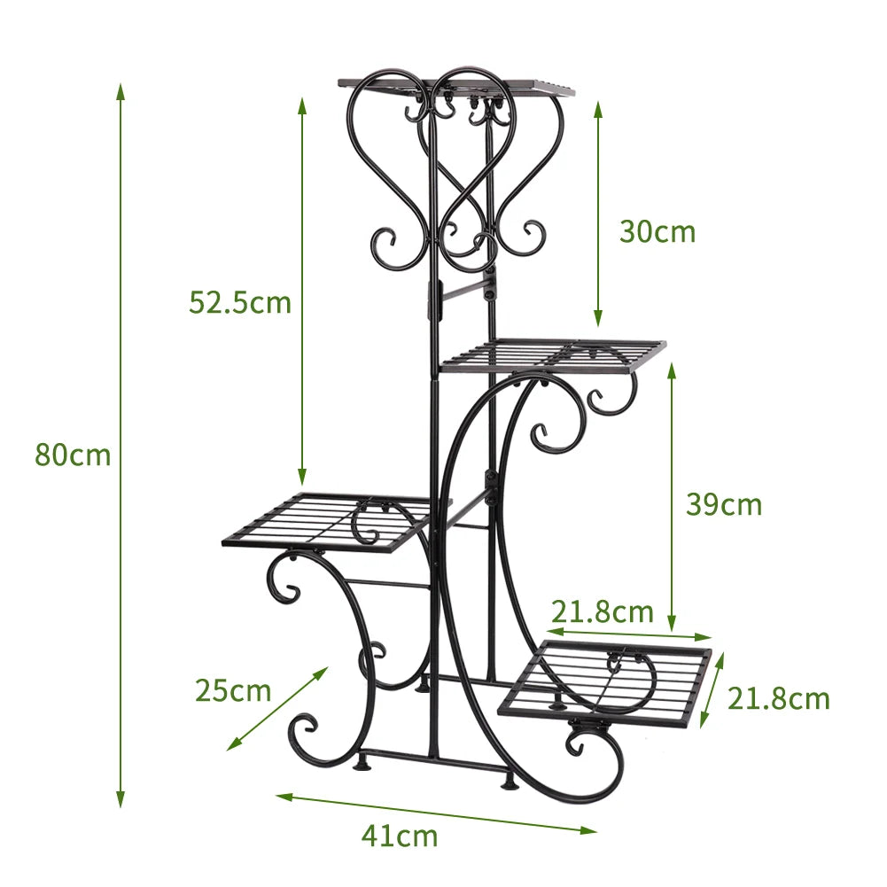 Metal Plant Shelf Flower Display Stand Garden Planter Holder with 4 Tier Shelves Indoor (Black)    Home Decor Supply | Online Retail | ShoreShopper.com