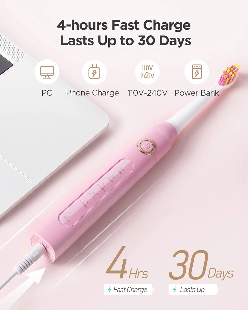 Fairywill Electric Sonic Toothbrush FW-507 USB Charge Rechargeable Adult Waterproof Electronic Tooth Brushes Replacement Heads s - ShoreCo.Shop