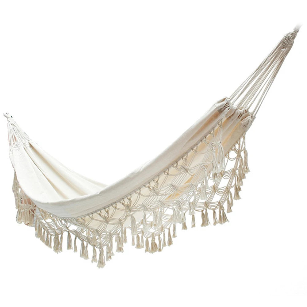 Outdoor Garden Hammock Tassel Canvas Swing Chair Hanging Bed Hiking Camping Hunting Foldable Hammock Photo Props    Home Decor Supply | Online Retail | ShoreShopper.com