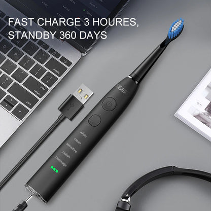 Seago Electric Sonic Toothbrush USB Rechargeable Adult 360 Days Long Battery Life IPX7 4 Replacement Heads Travel Box  SG-575 - ShoreCo.Shop