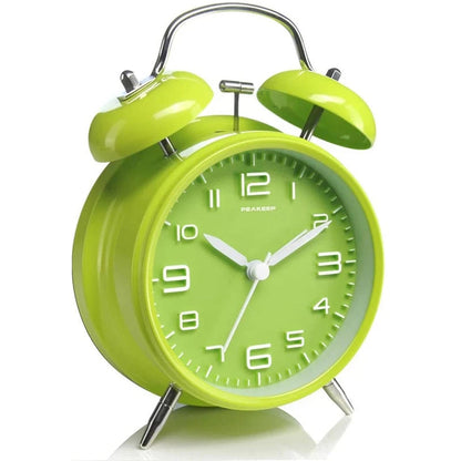 4 Inch Twin Bell Loud Alarm Clock Metal Frame 3D Dial with Backlight Battery Operate Desk Table Alarm Clock For Home and Office    Home Decor Supply | Online Retail | ShoreShopper.com