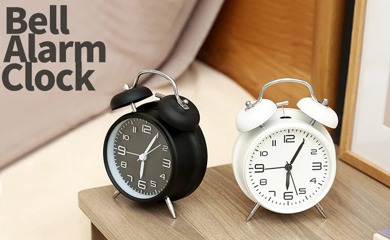 4 Inch Twin Bell Loud Alarm Clock Metal Frame 3D Dial with Backlight Battery Operate Desk Table Alarm Clock For Home and Office    Home Decor Supply | Online Retail | ShoreShopper.com