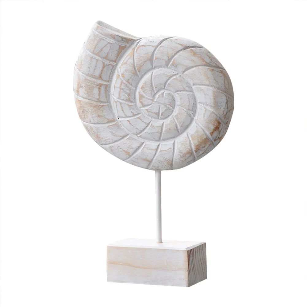 Mediterranean Style Wood Crafts Starfish Conch Hippocampus Wood Carving Marine Garden Decoration Ornaments Home Decoration - ShoreCo.Shop