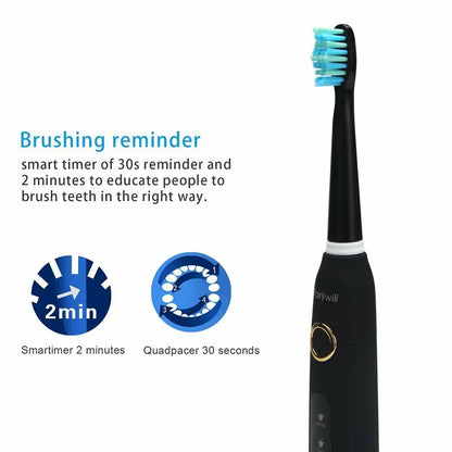 Fairywill Electric Sonic Toothbrush FW-507 USB Charge Rechargeable Adult Waterproof Electronic Tooth Brushes Replacement Heads s - ShoreCo.Shop