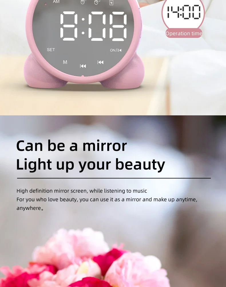 Bluetooth Mirror Table Clock Kids Alarm Clock Cute Cat Digital Alarm Clock For Kids Bedside Clock Children'S Sleep Led Clocks    Home Decor Supply | Online Retail | ShoreShopper.com