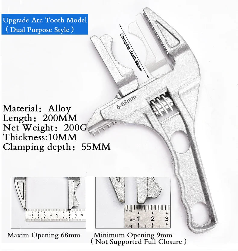 Adjustable Wrench Universal Monkey Spanner Multi-function plumbing Hand Tools Nut Sink Wrench Bathroom Pipe Large Open Spanner    Home Decor Supply | Online Retail | ShoreShopper.com